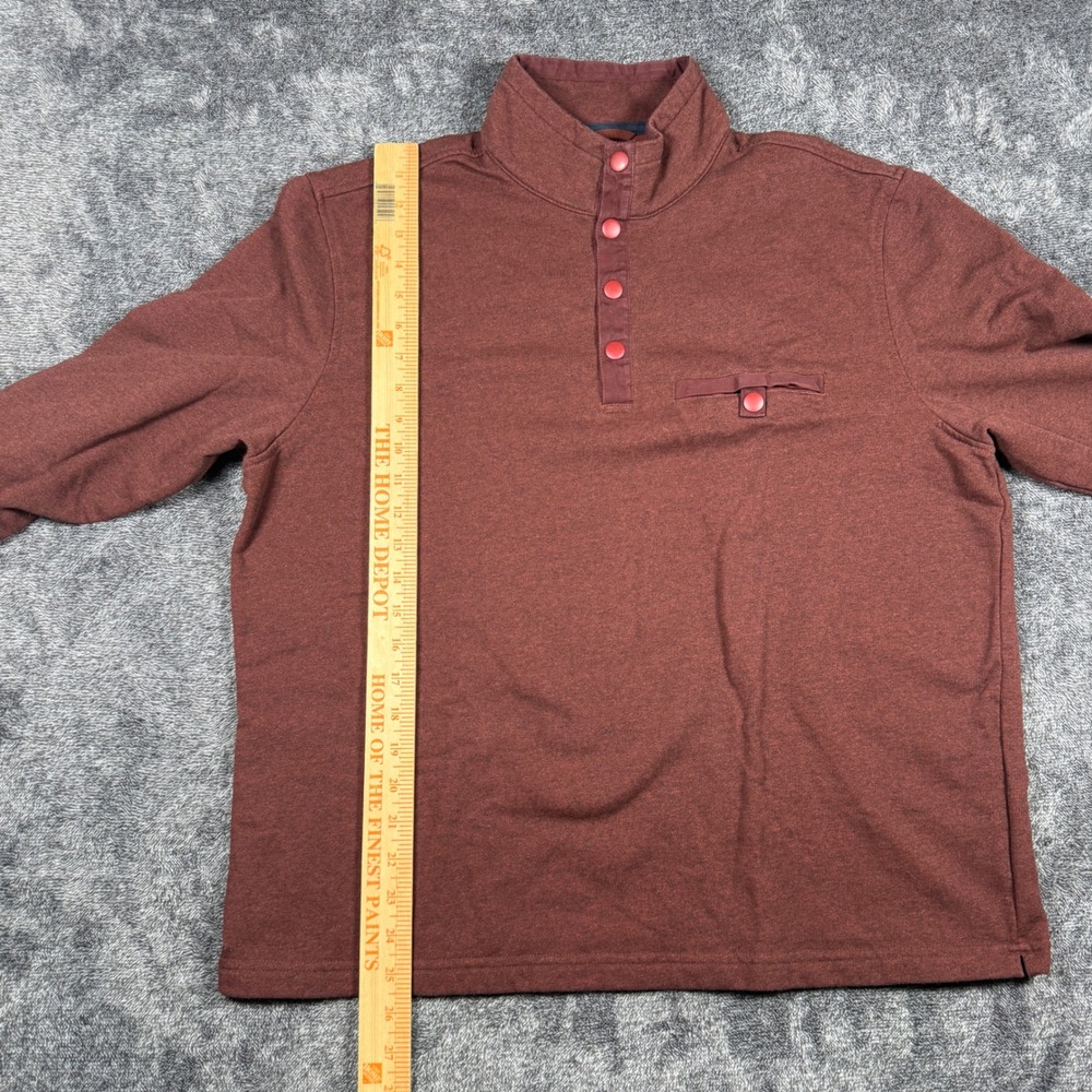 UNTUCKit Mens XL Burgundy Red Heathered 1/4 Snap Pullover Sweatshirt Mock Neck - Picture 4 of 5